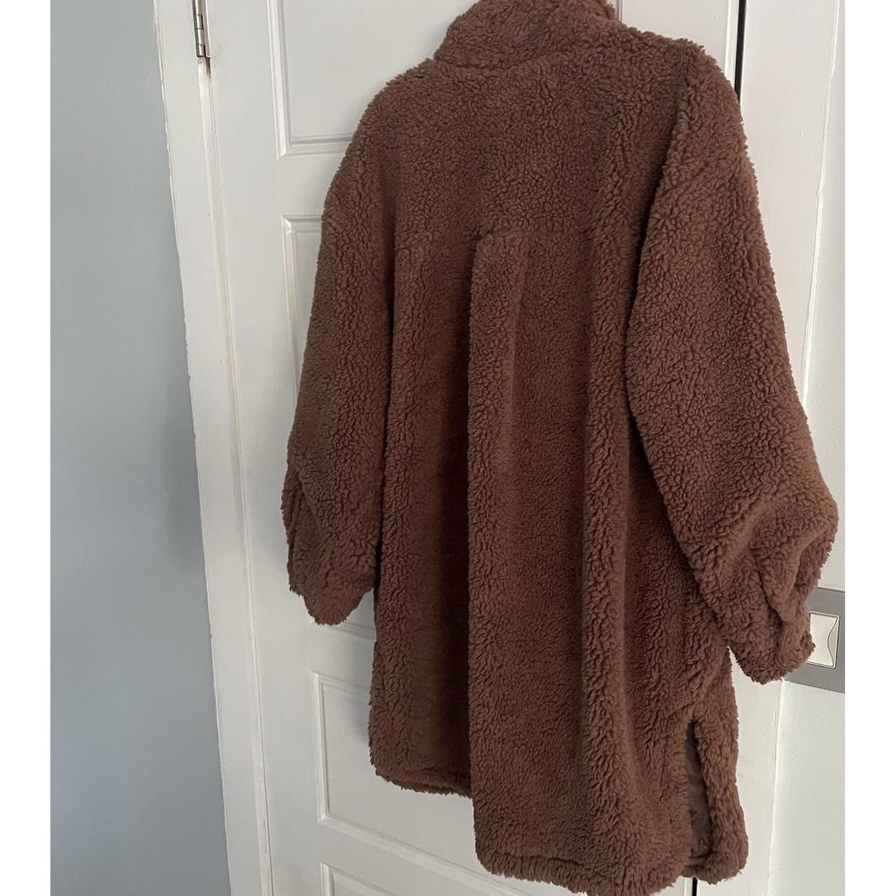 Me Jane Women's XL Brown Shearling Faux Fur Fuzzy Oversize Shacket Coat Jacket - Picture 6 of 6